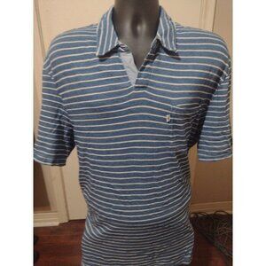 Johnnie-O Sz. XL Navy Blue Striped Golf Performance Polo Shirt!